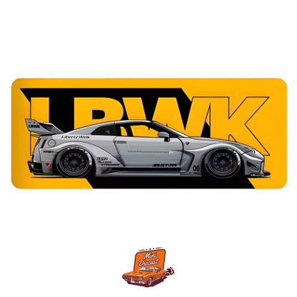 Car Design Printed Mat – Grey Sports Car Theme (Yellow Background)