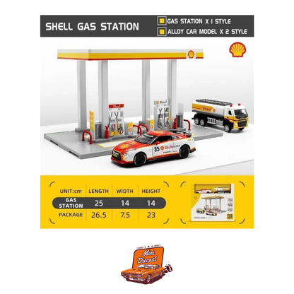 CCA 1:72 Volvo & 1:42 Nissan Diecast Model Shell Gas Station (67277E) (Creased Box)