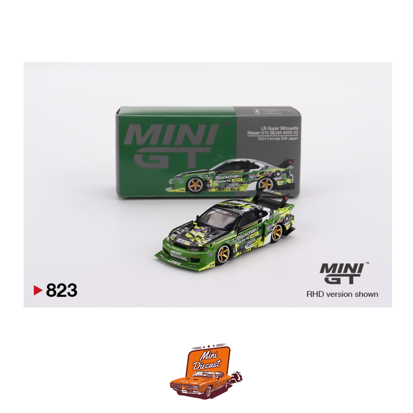 Mini GT #823 Nissan LB-Super Silhouette S15 Silvia #555 V2 2024 Formula Drift Japan