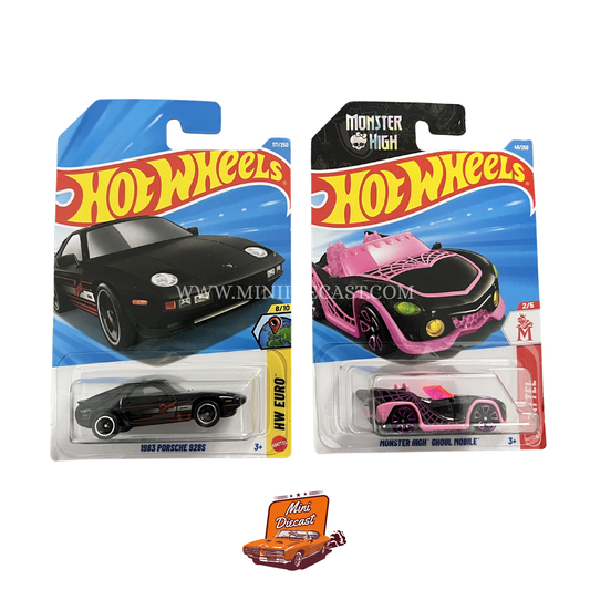 Hot Wheels Mainline (Set of 2) – 1983 Porsche 928S / Monster High Ghoul Mobile