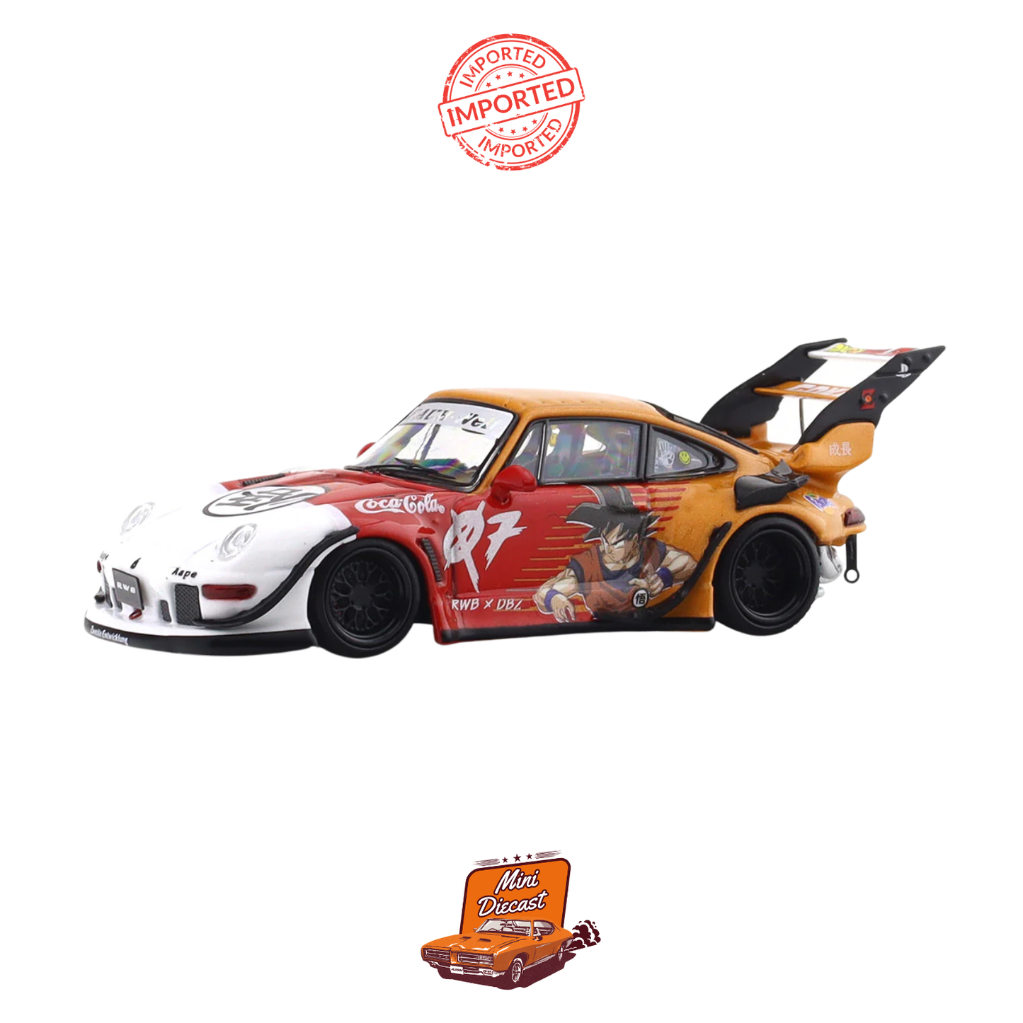 RWB Street Warrior x Ghost Player Porsche 911 (993) “Goku” Dragon Ball Z Livery – Limited Edition Diecast Model