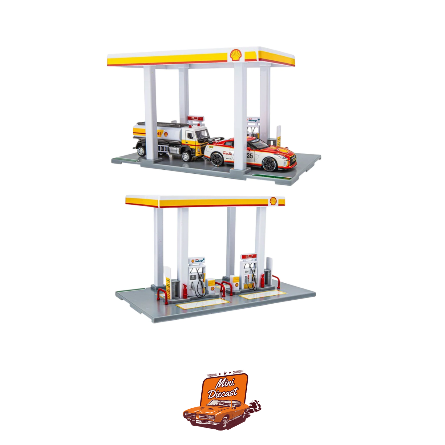 CCA 1:72 Volvo & 1:42 Nissan Diecast Model Shell Gas Station (67277E) (Creased Box)