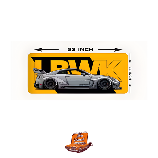 Car Design Printed Mat – Grey Sports Car Theme (Yellow Background)
