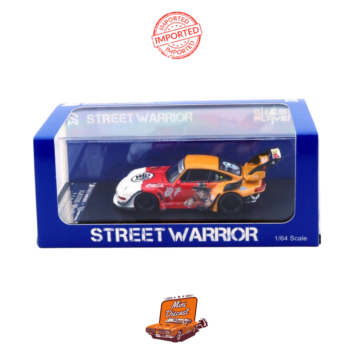RWB Street Warrior x Ghost Player Porsche 911 (993) “Goku” Dragon Ball Z Livery – Limited Edition Diecast Model