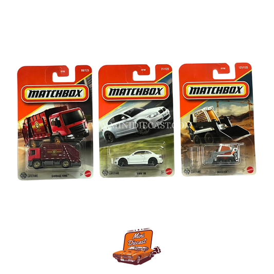 Matchbox (Set of 3) – Garbage King / BMW 1M / Skidster