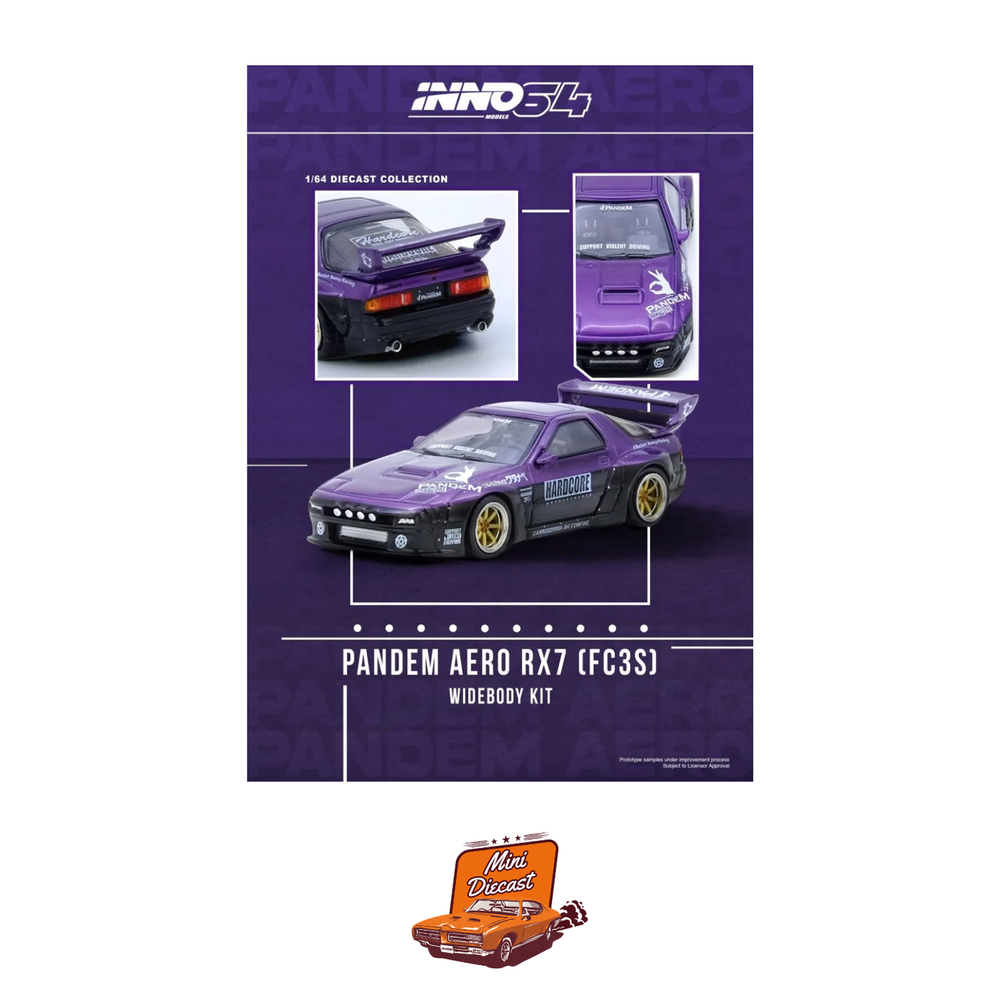 INNO64 Mazda RX-7 (FC3S) PANDEM Rocket Bunny Purple IN64-RX7FCP-PB