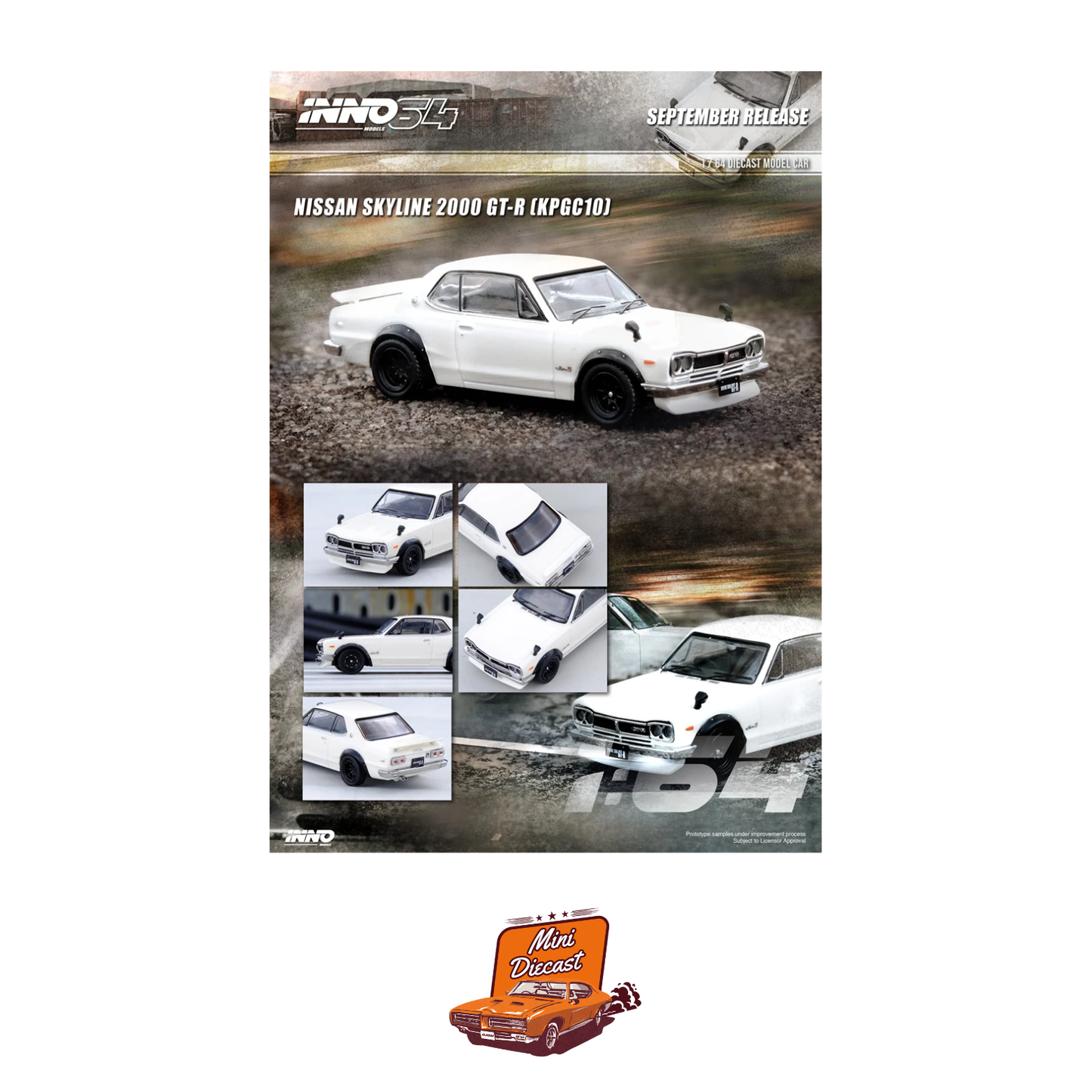 INNO64 Nissan Skyline 2000 GT-R (KPGC10) White IN64-KPGC10-WHI