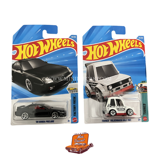 Hot Wheels Mainline (Set of 2) – ’98 Honda Prelude / Tooned Volkswagen Golf MK1
