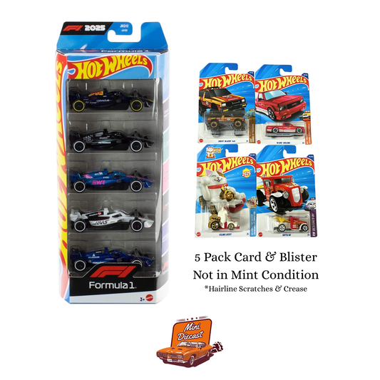 Hot Wheels Formula 1 (F1) 2025 – 5 Pack & Mainline (Set of 4) – Chevy Blazer 4x4 / ’91 GMC Syclone / Feline Lucky / Gotta Go