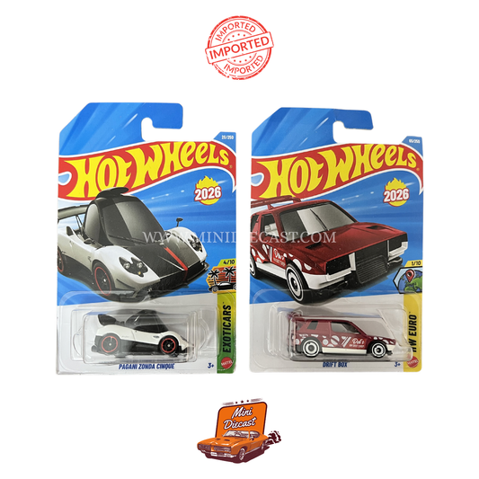 Hot Wheels Mainline (Set of 2) – Pagani Zonda Cinque / Drift Box (Imported)