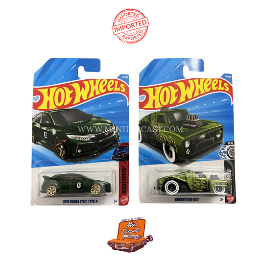 Hot Wheels Mainline (Set of 2) – 2018 Honda Civic Type R / Erikstein Rod (Imported)