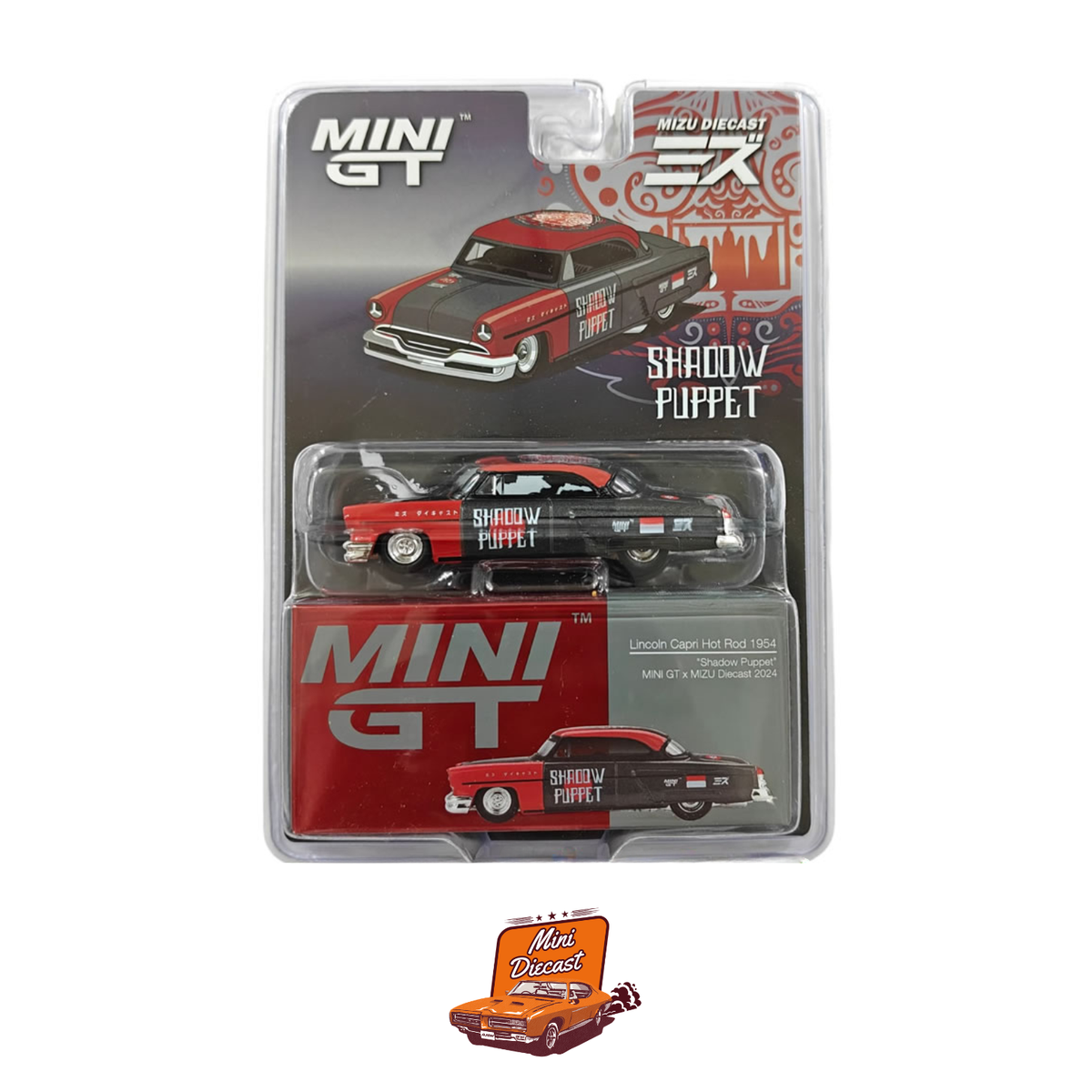 Mini GT #874 Lincoln Capri Hot Rod 1954 "Shadow Puppet" MINI GT x MIZU Diecast 2024 (Blister Pack)