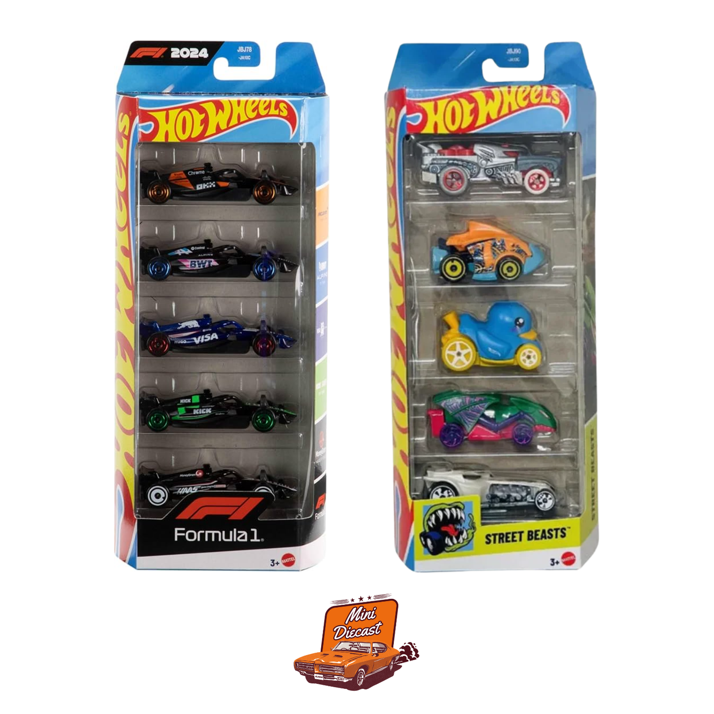 Hot Wheels 5-Pack (2x) – F1 / Street Beasts