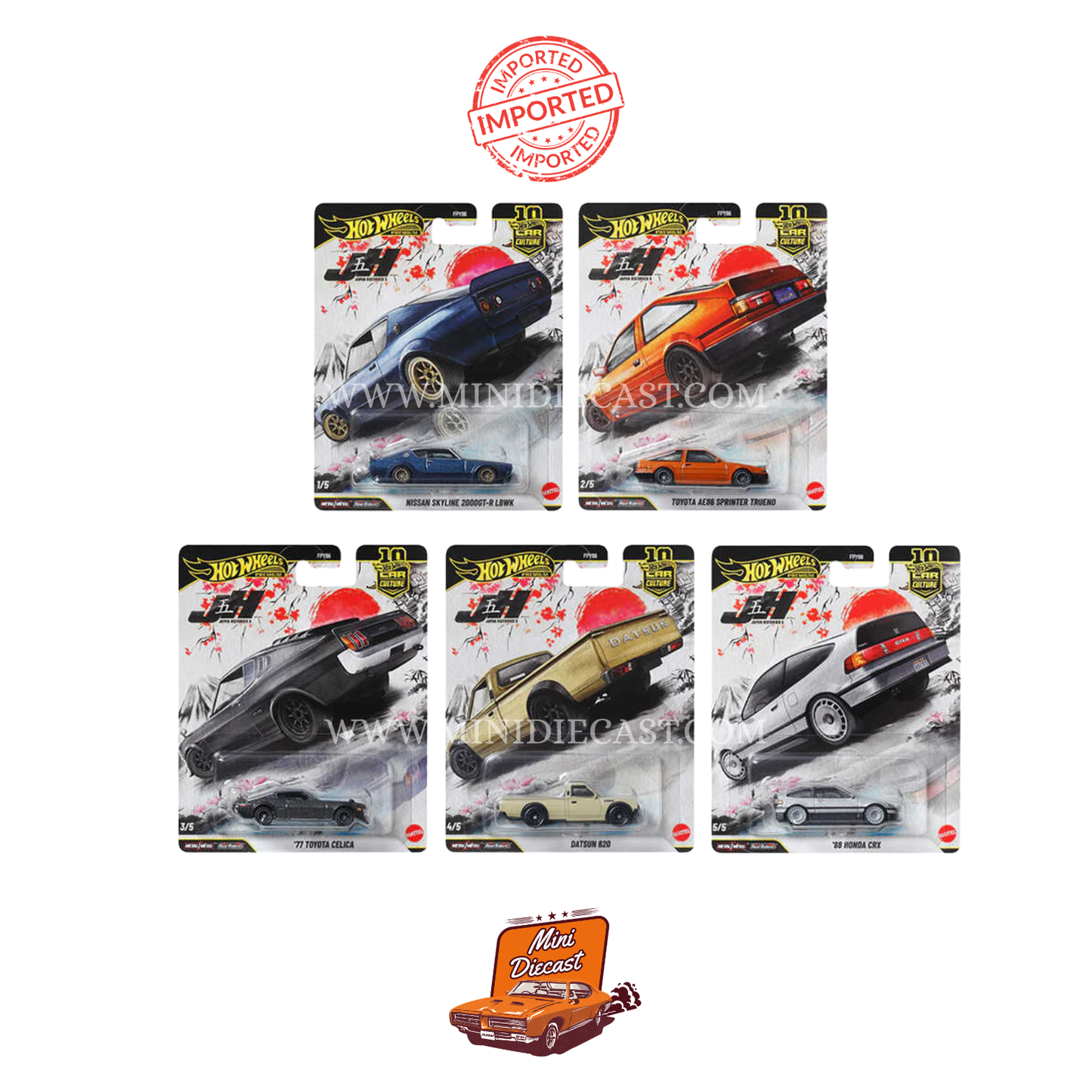 Hot Wheels Premium Car Culture Japan Historics 2026 – Set of 5 (Imported)