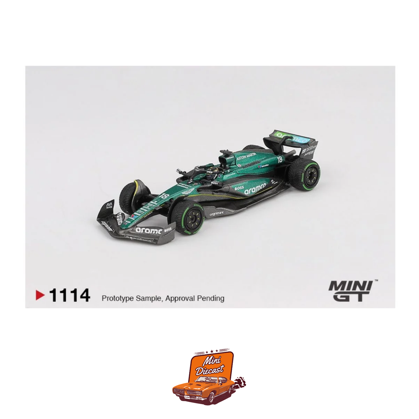 Mini GT #1114 Aston Martin AMR24 #18 Lance Stroll F1 2024 Canadian GP