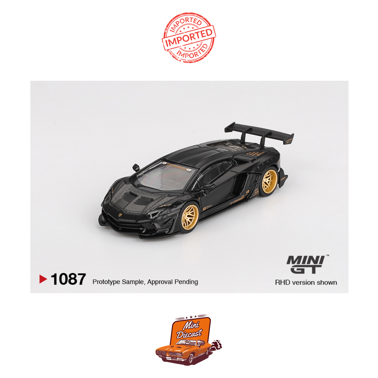 Mini GT #1087 LB★WORKS Lamborghini Aventador Limited Edition Matte Black (Imported)