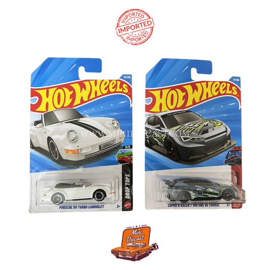 Hot Wheels Mainline (Set of 2) – Porsche 911 Turbo Cabriolet / CUPRA e-Racer (Imported)