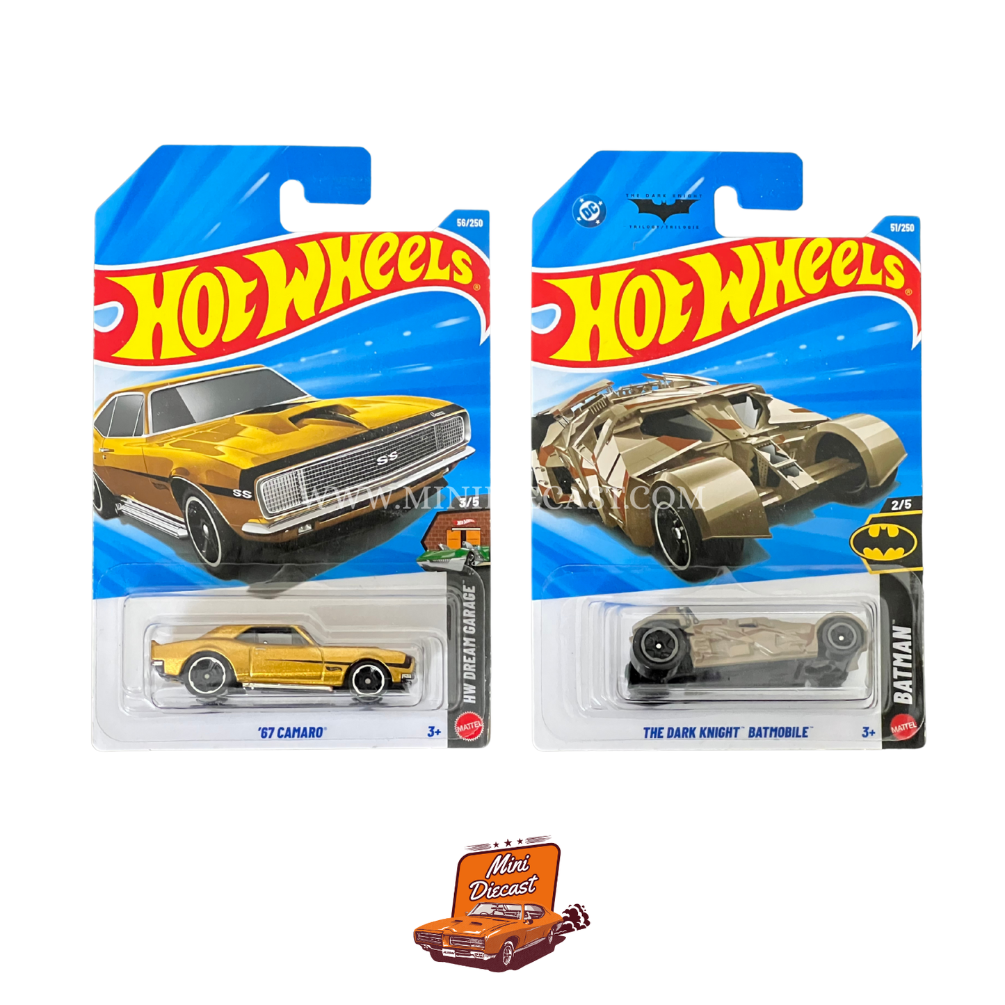 Hot Wheels Mainline (Set of 2) – ’67 Camaro / The Dark Knight Batmobile