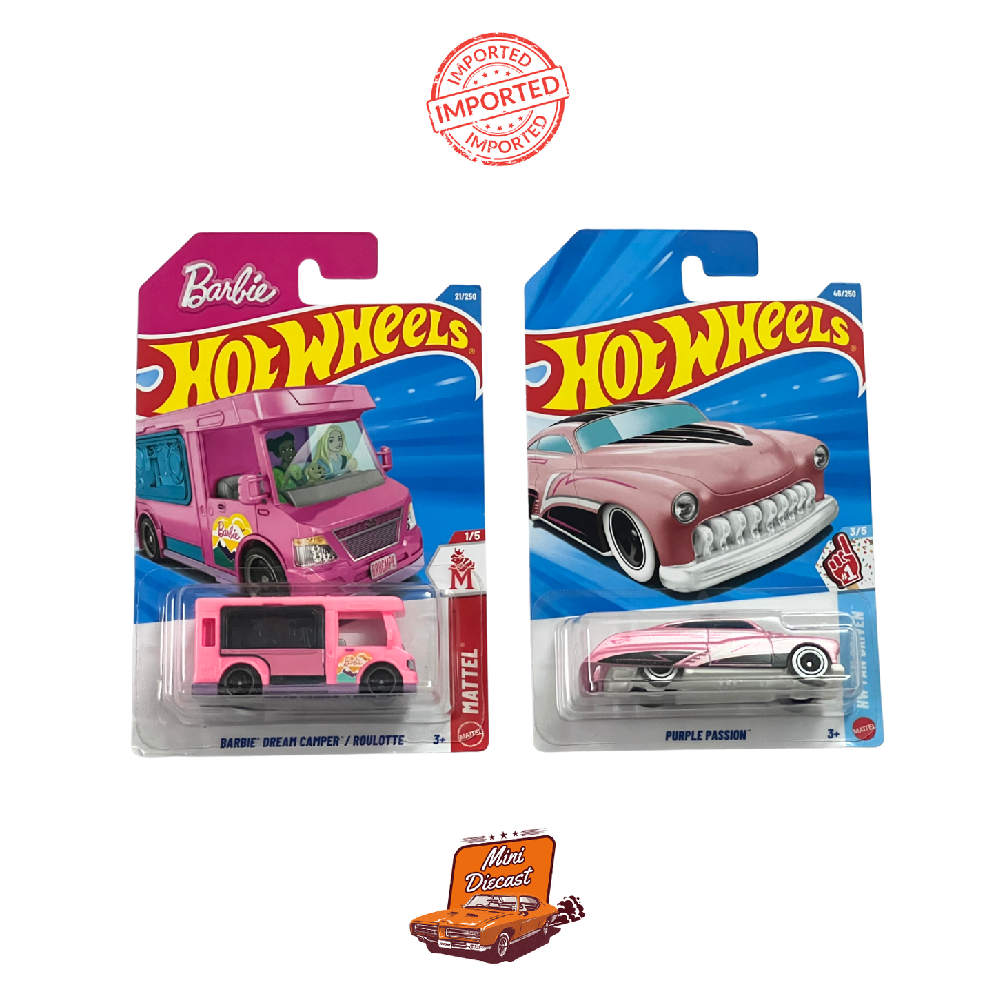 Hot Wheels Mainline (Set of 2) – Barbie Dream Camper / Purple Passion (Imported)
