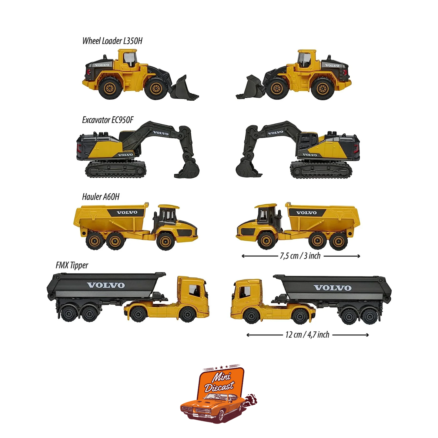 Majorette Volvo Construction Vehicles – 4 Vehicle Gift Pack