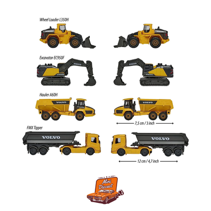 Majorette Volvo Construction Vehicles – 4 Vehicle Gift Pack