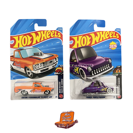 Hot Wheels Mainline (Set of 2) – Custom ’72 Chevy® LUV / Tooned™ Purple Passion