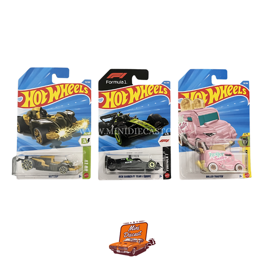 Hot Wheels Mainline (Set of 3) – Wattzup / Kick Sauber F1 Team / Roller Toaster