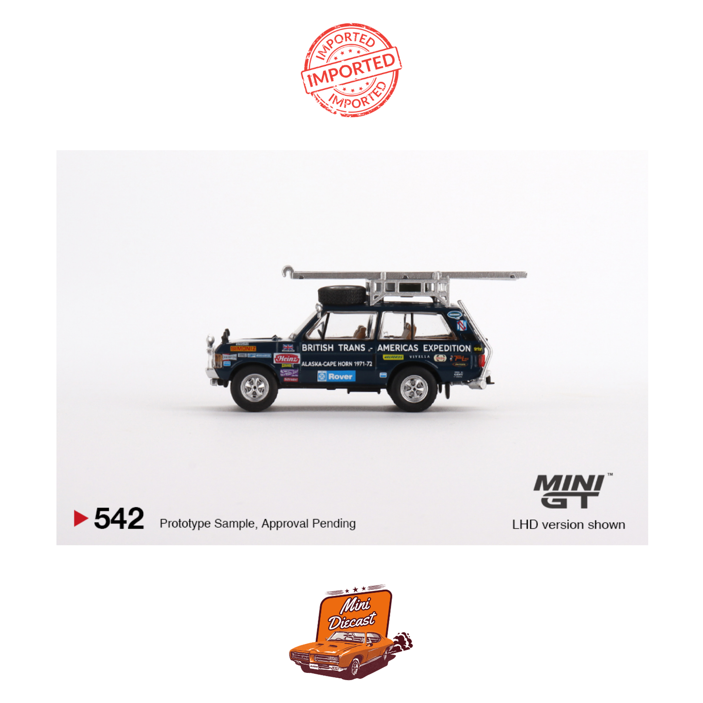 Mini GT #542 Range Rover 1971 British Trans-Americas Expedition