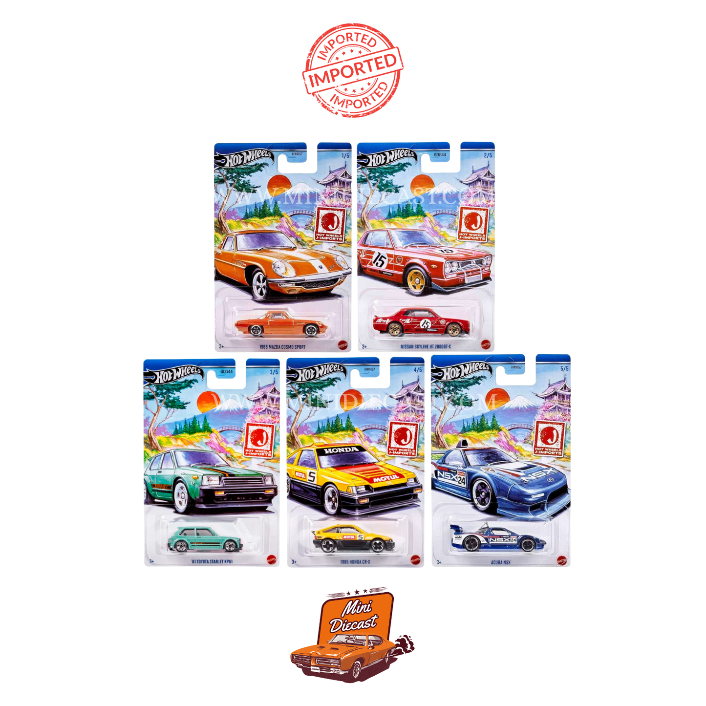Hot Wheels Silver Series J-Imports – Set of 5 (Imported)