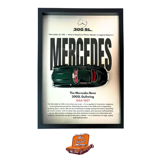 3D Car Frame – Mercedes-Benz 300SL Dark Green (1:24 Scale) – A3 Size