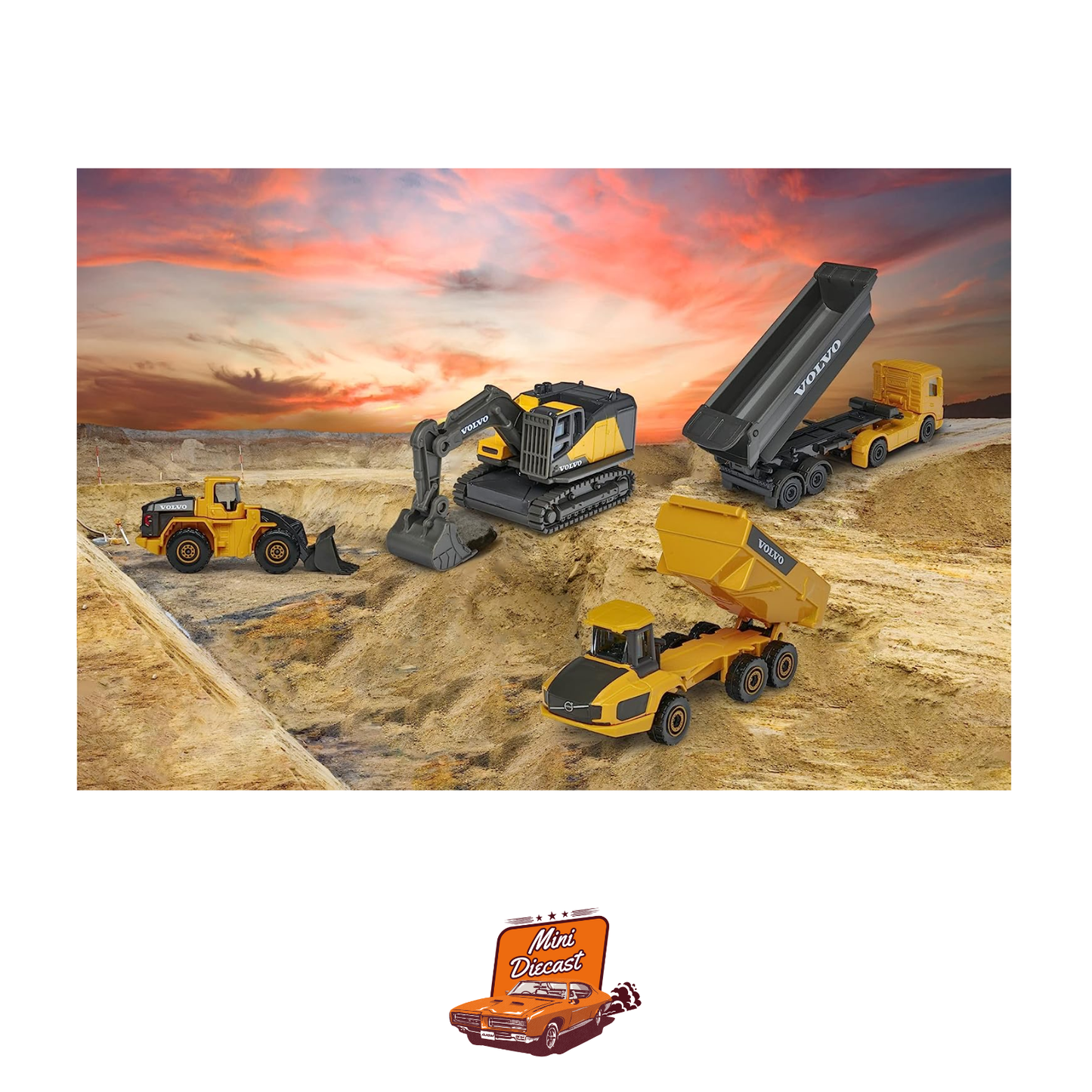 Majorette Volvo Construction Vehicles – 4 Vehicle Gift Pack