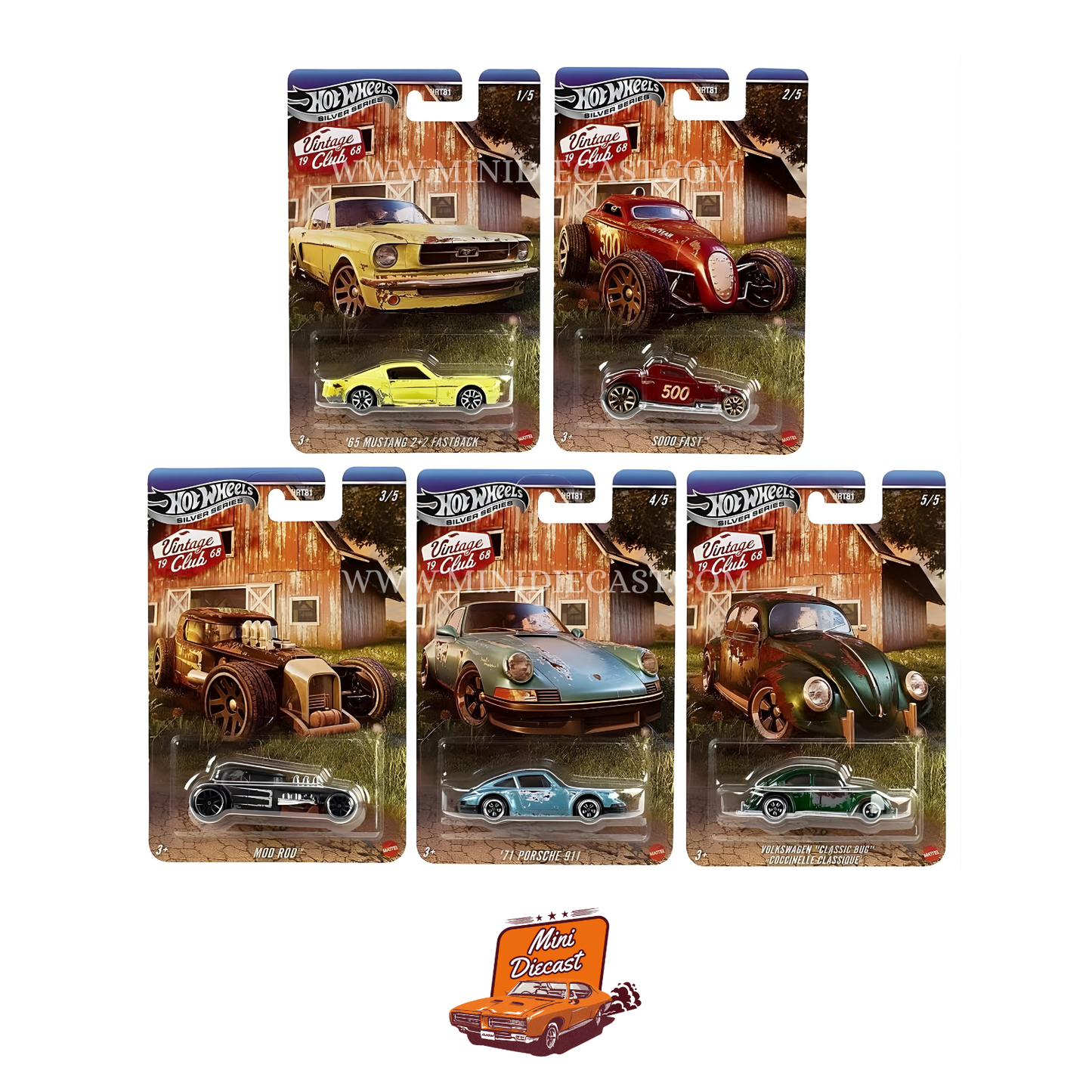 Hot Wheels Silver Series Vintage Club – Set of 5
