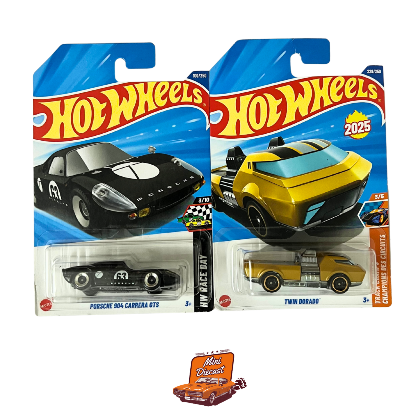 Hot Wheels Mainline (Set of 2) – Porsche 904 Carrera GTS / Twin Dorado