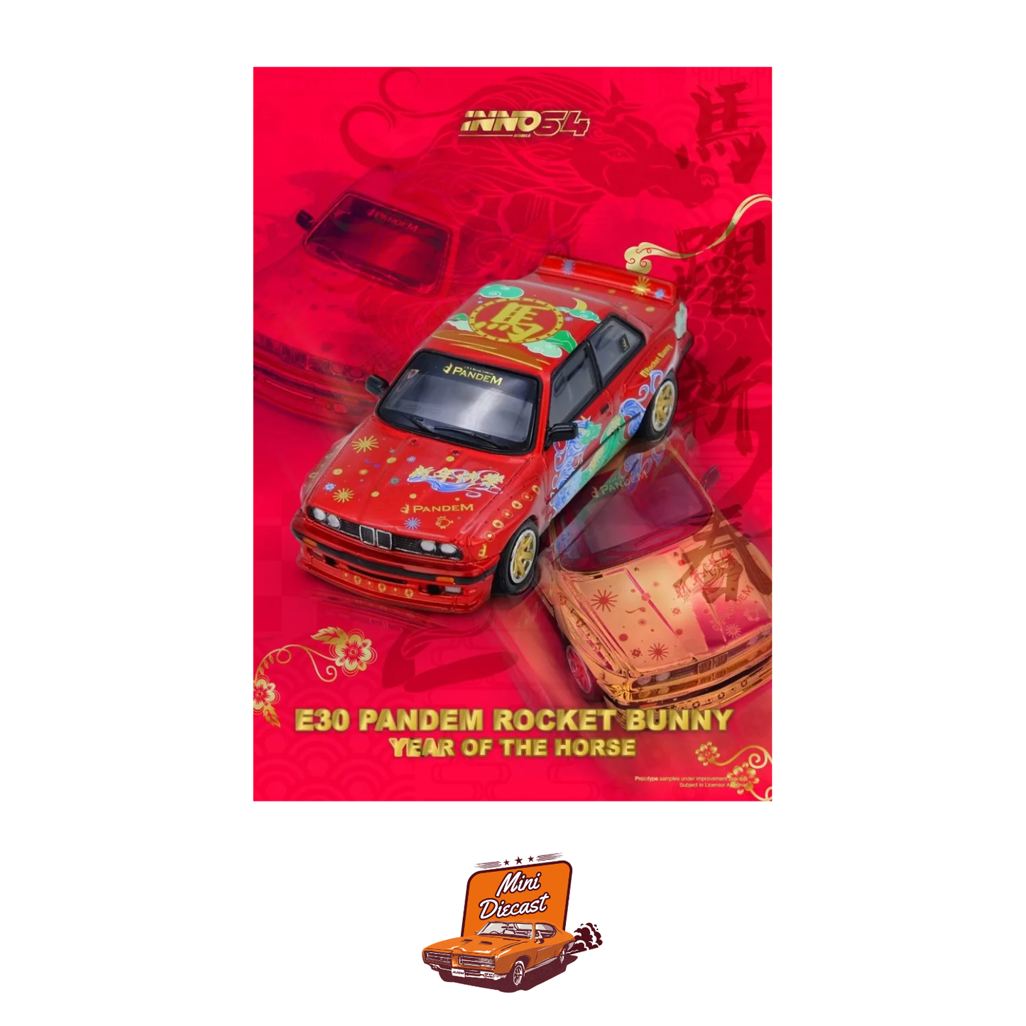 INNO64 BMW E30 PANDEM Rocket Bunny Year of the Horse Chinese New Year 2026 Special Edition Limited 8888 PCS IN64-E30P-CNY2026
