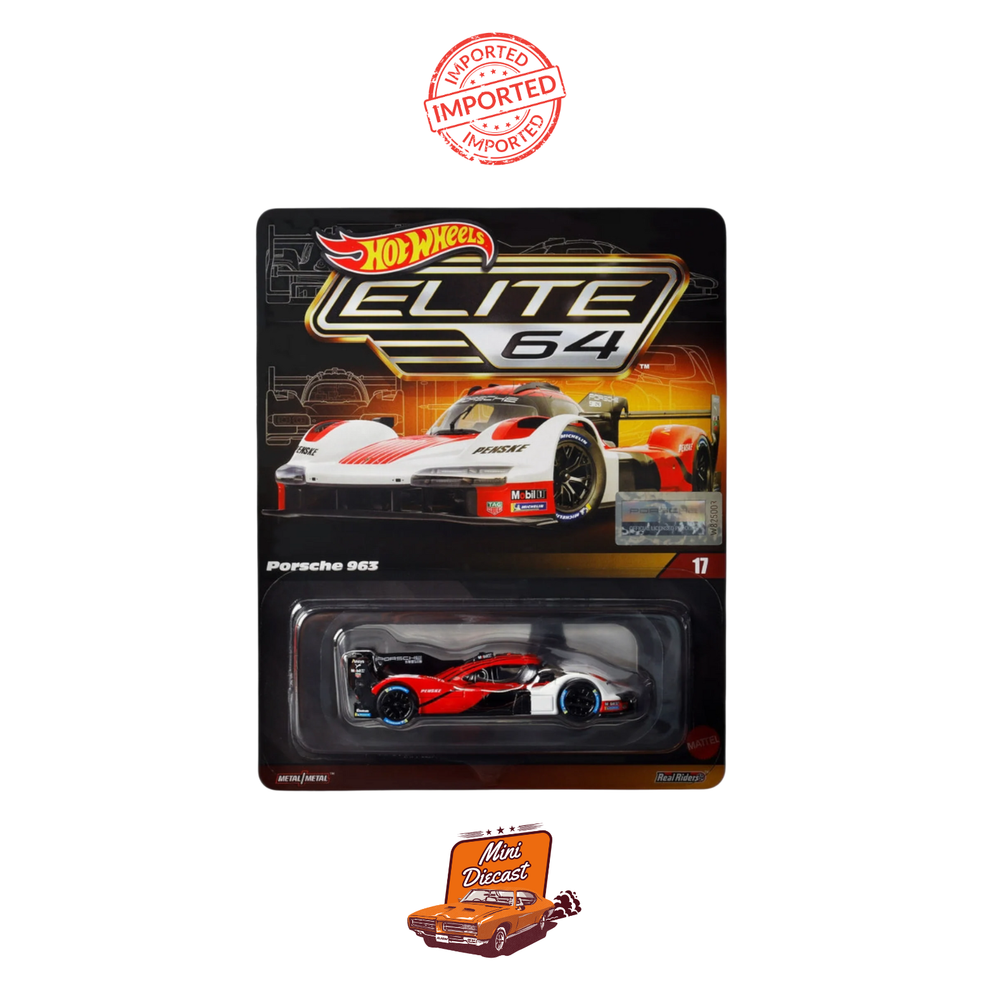 Hot Wheels Elite64 Porsche 963 – Hypercar Hybride échelle 1/64 – Peinture Satinée, Châssis Métal – Collection Adulte