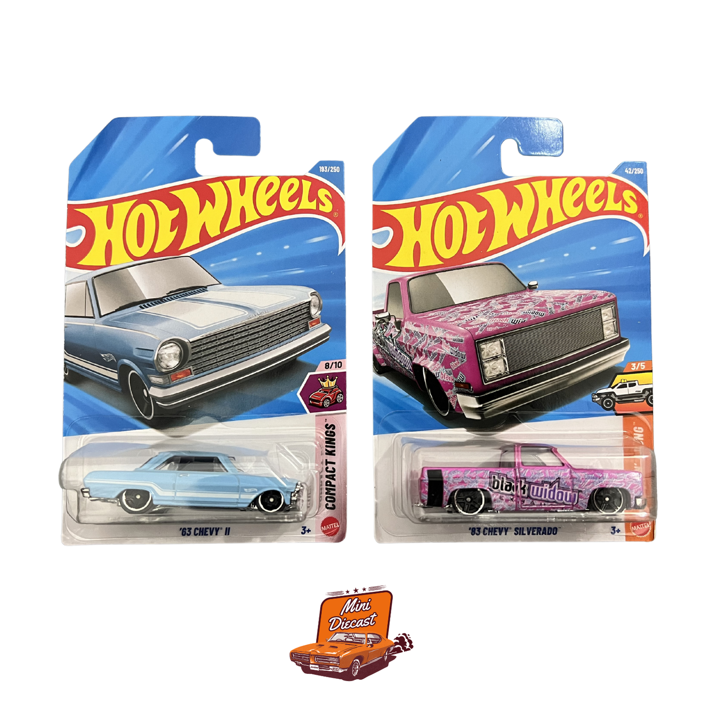 Hot Wheels Mainline (Set of 2) – '63 Chevy II / '83 Chevy Silverado