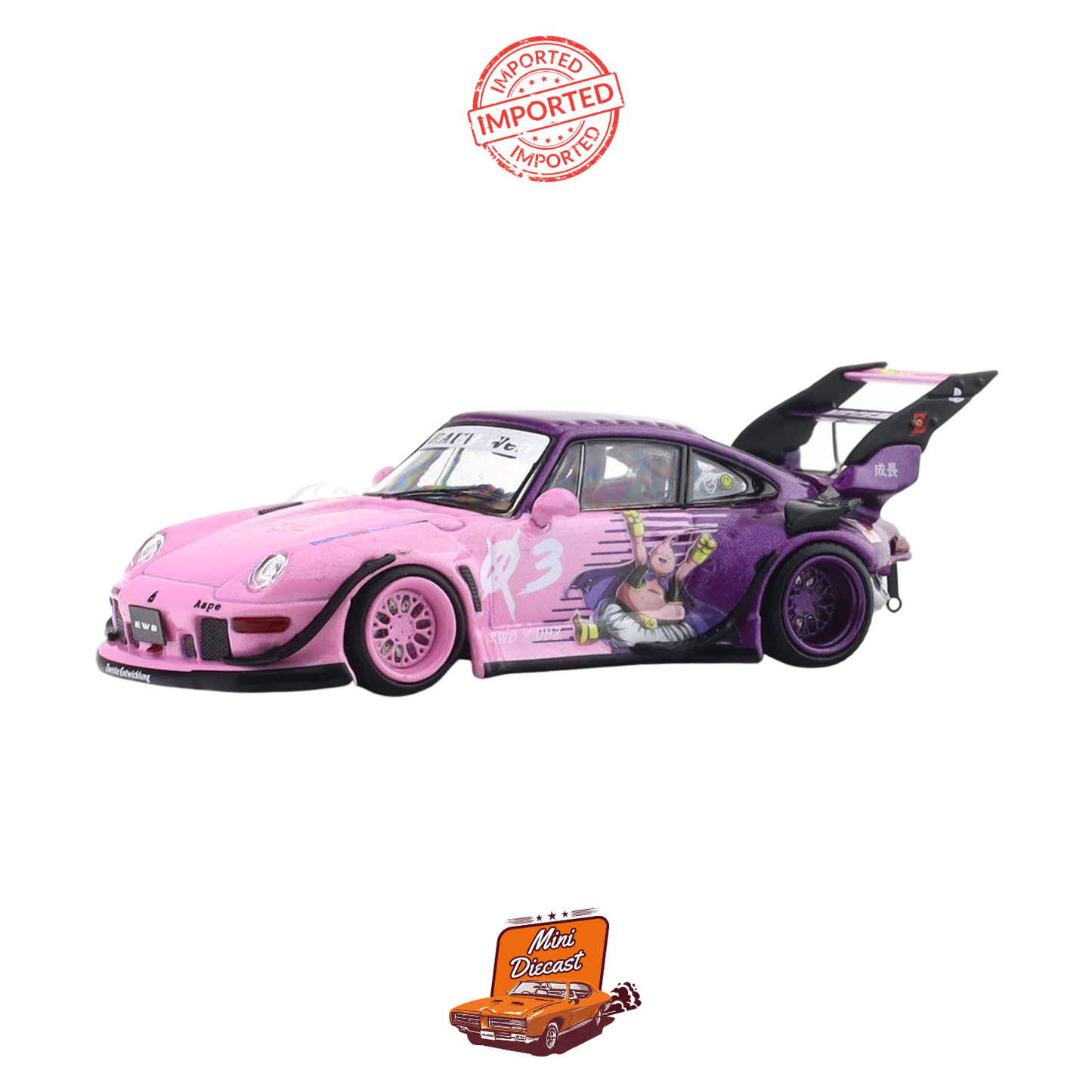 RWB Street Warrior x Ghost Player Porsche 911 (993) “Majin Buu” Dragon Ball Z Livery – 1:64 Scale Diecast Model