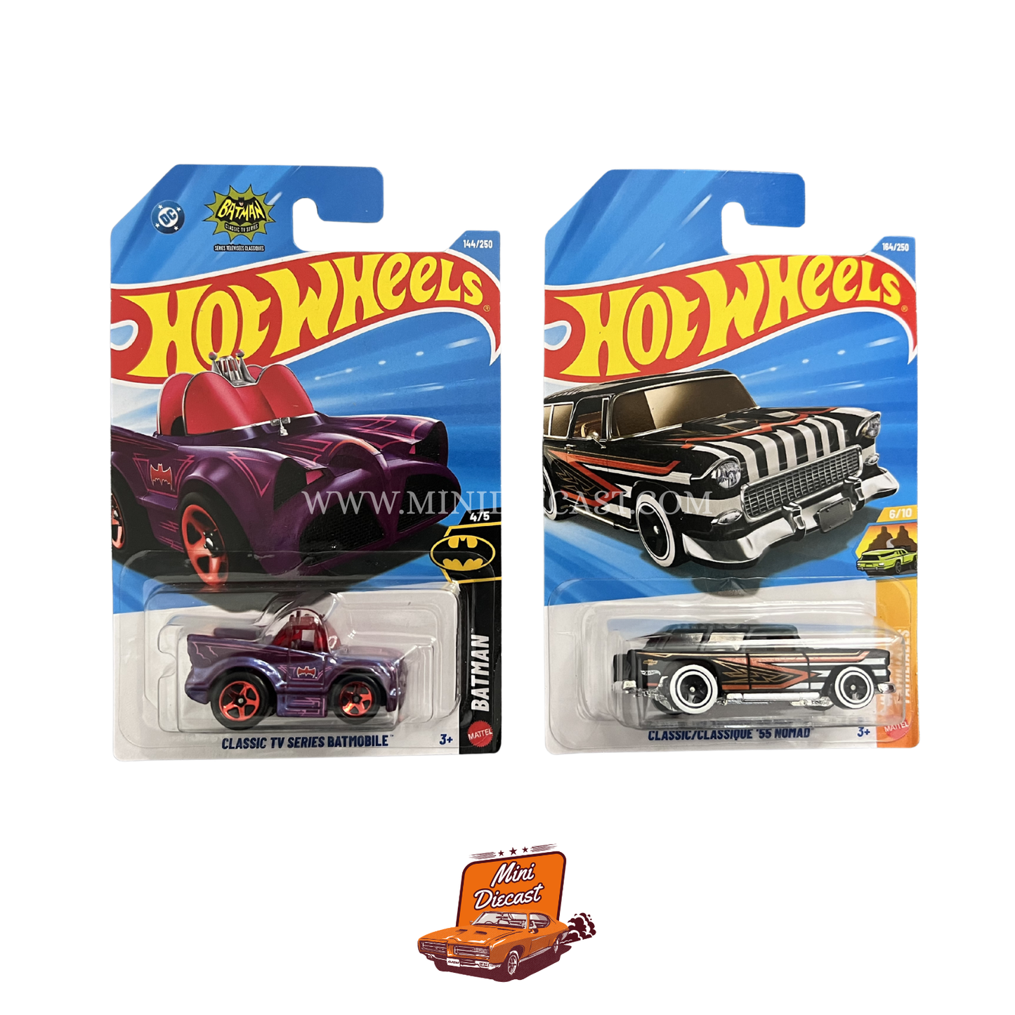 Hot Wheels Mainline (Set of 2) – Classic TV Series Batmobile / Classic ’55 Nomad