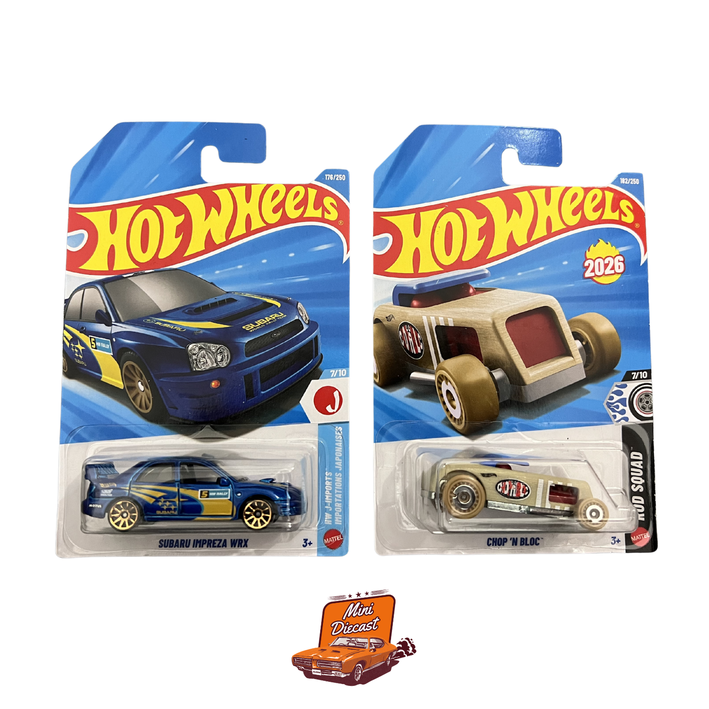 Hot Wheels Mainline (Set of 2) – Subaru Impreza WRX / Chop 'N Bloc