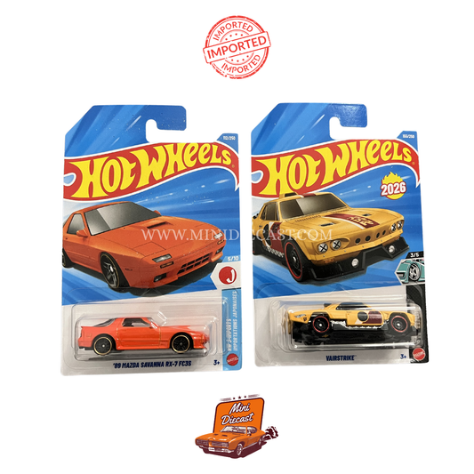 Hot Wheels Mainline (Set of 2) – '89 Mazda Savanna RX-7 FC3S / Vairstrike (Imported)