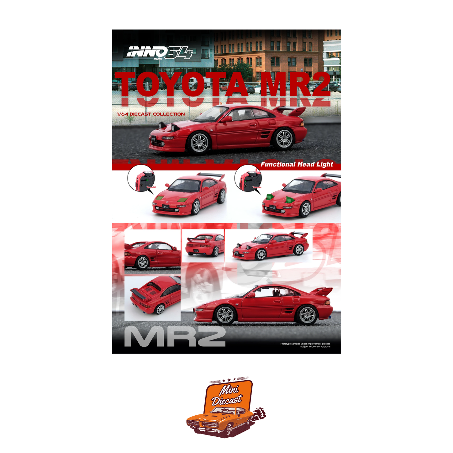 INNO64 Toyota MR2 (SW20) Red IN64-MR2SW20-RED