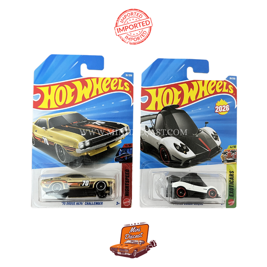 Hot Wheels Mainline (Set of 2) – ’70 Dodge HEMI Challenger / Pagani Zonda Cinque (Imported)