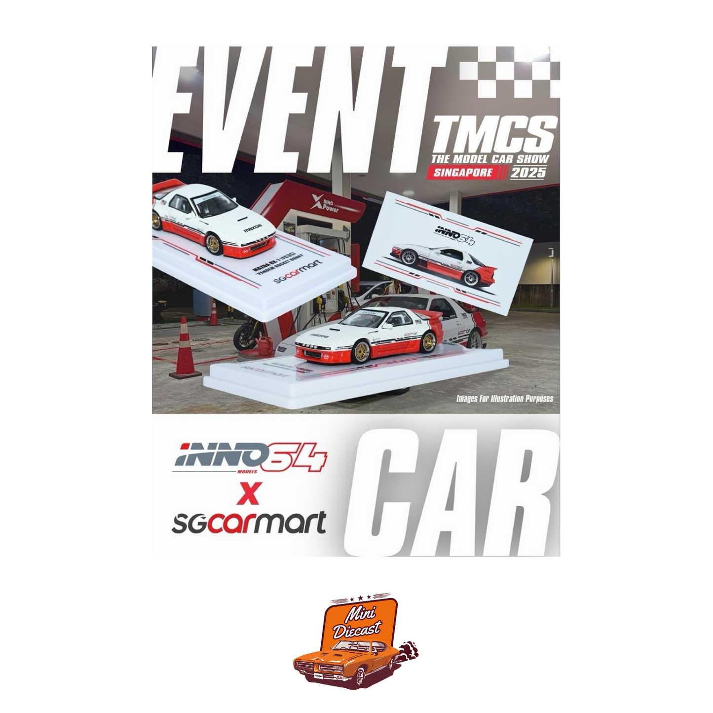 INNO64 Mazda RX-7 (FC3S) PANDEM Rocket Bunny TMCS Singapore 2025 IN64-RX7FCP-TMCSS25
