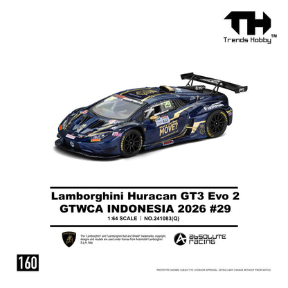 (Pre-Order) Trends Hobby 1:64 Lamborghini Huracán GT3 EVO 2 – GTWCA Indonesia 2026 #29