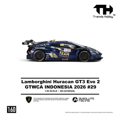 (Pre-Order) Trends Hobby 1:64 Lamborghini Huracán GT3 EVO 2 – GTWCA Indonesia 2026 #29