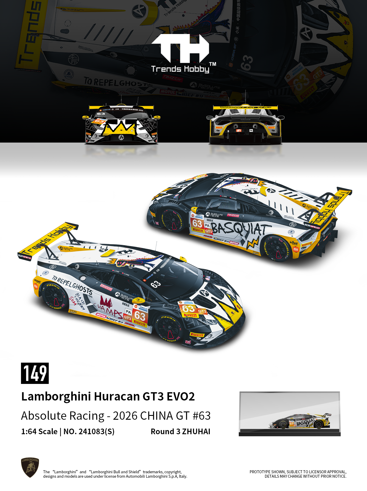 (Pre-Order) Trends Hobby 1:64 Lamborghini Huracan GT3 Evo 2 (Basquiat)