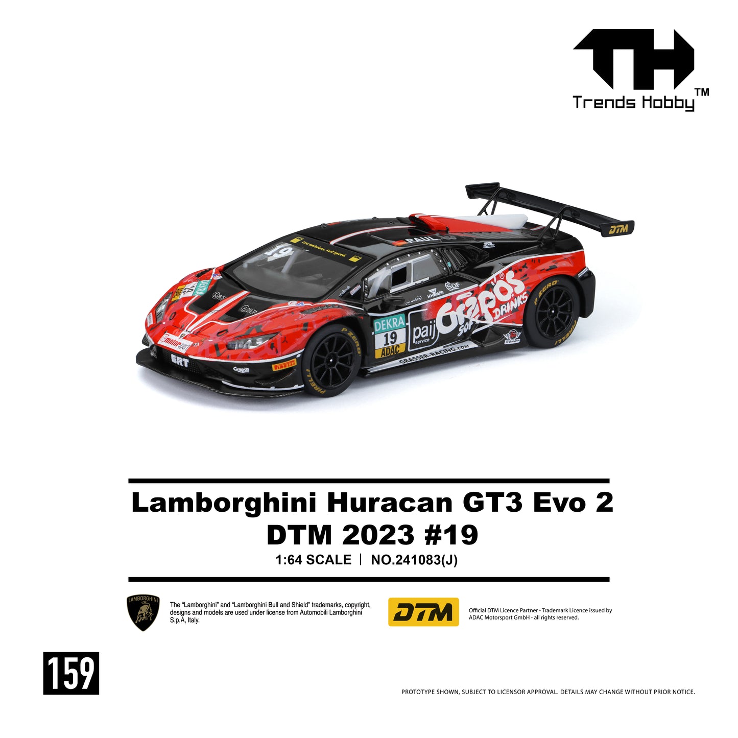 (Pre-Order) Trends Hobby 1:64 Lamborghini Huracán GT3 EVO 2 – DTM 2023 #19