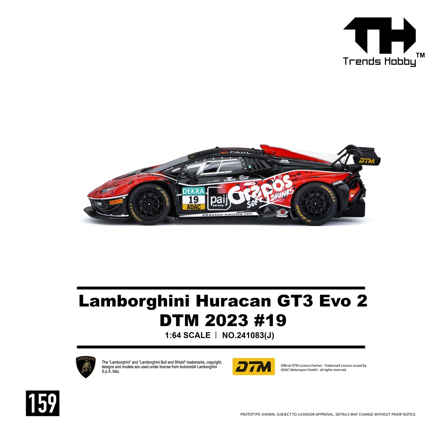 (Pre-Order) Trends Hobby 1:64 Lamborghini Huracán GT3 EVO 2 – DTM 2023 #19