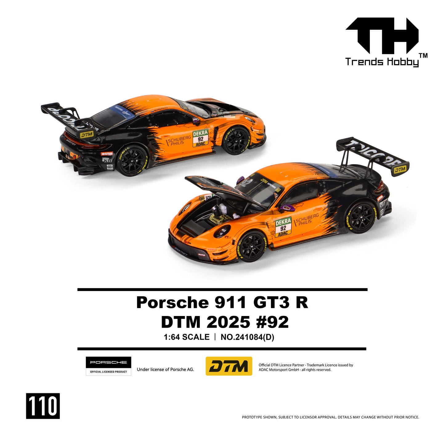 (Pre-Order) Trends Hobby 1:64 Porsche 911 GT3 R - DTM 2025 #92