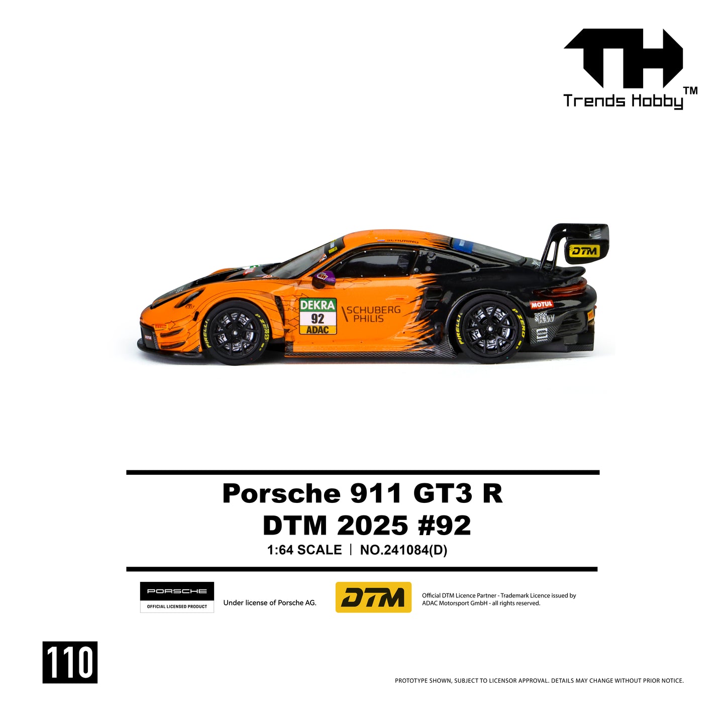 (Pre-Order) Trends Hobby 1:64 Porsche 911 GT3 R - DTM 2025 #92